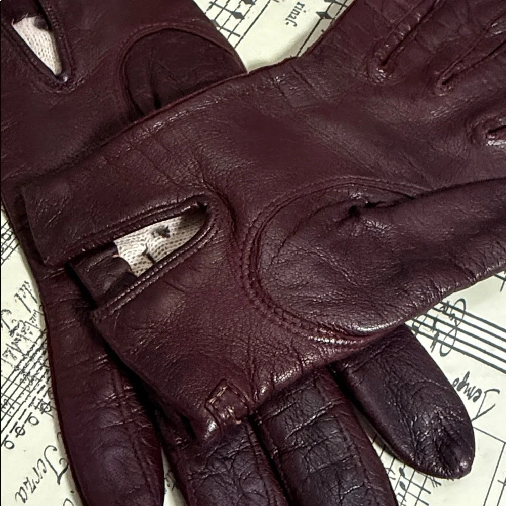 Etienne Aigner Vintage Oxblood Leather Gloves SZ Small